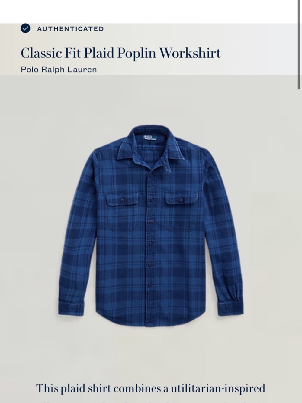 Ralph Lauren Polo Indigo Classic Fit Shirt